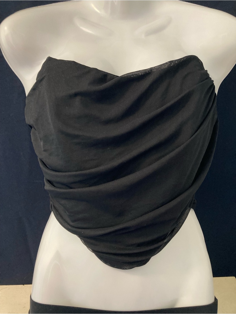 Black Ruched Strapless Tube Top Y2K Clubwear Medium